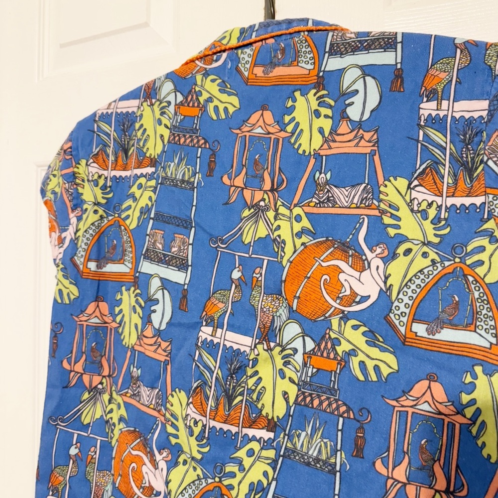 Jaye’s Studio Cotton Pajama Set Size Small Tropical Jungle Animal Print Ruffle - Picture 7 of 11